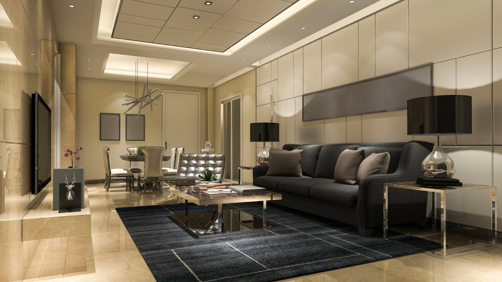 Modern Altın Detaylı Salon